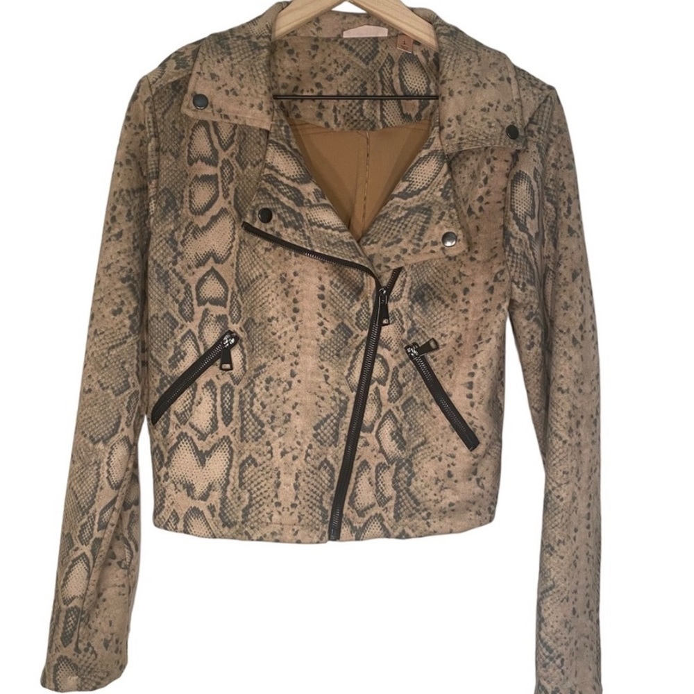 Buckle Willow & Root Faux Snakeskin Moto Jacket size L